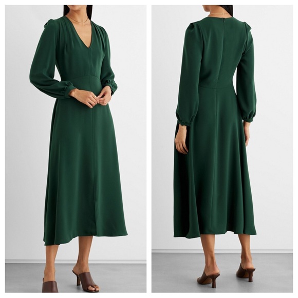 IRIS & INK Camille Pleated Crepe Midi Dress - Picture 1 of 7